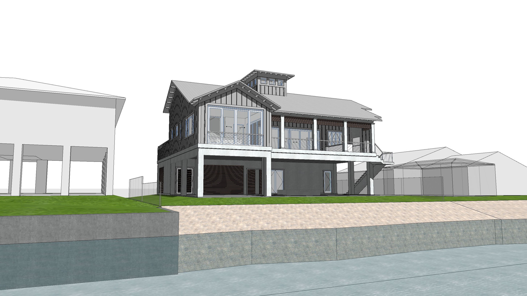 Architectural rendering of a custom coastal residence in Englewood, Sarasota County, designed by CMSA Architects.