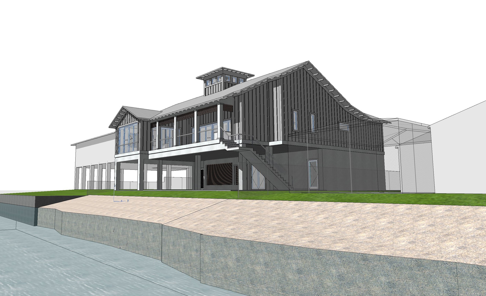 Boat perspective of a modern coastal residence designed by CMSA Architects in Englewood, Sarasota County.