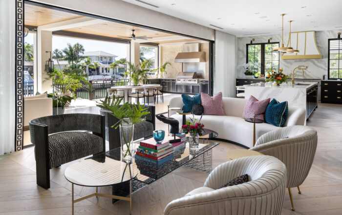 Great room interior with custom furnishings